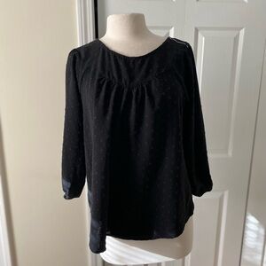 Black Women's Textured Long Sleeve Blouse